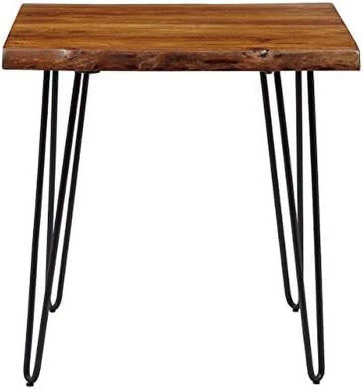 Acacia Live Edge 24'' Chestnut Square End Table with Hairpin Legs