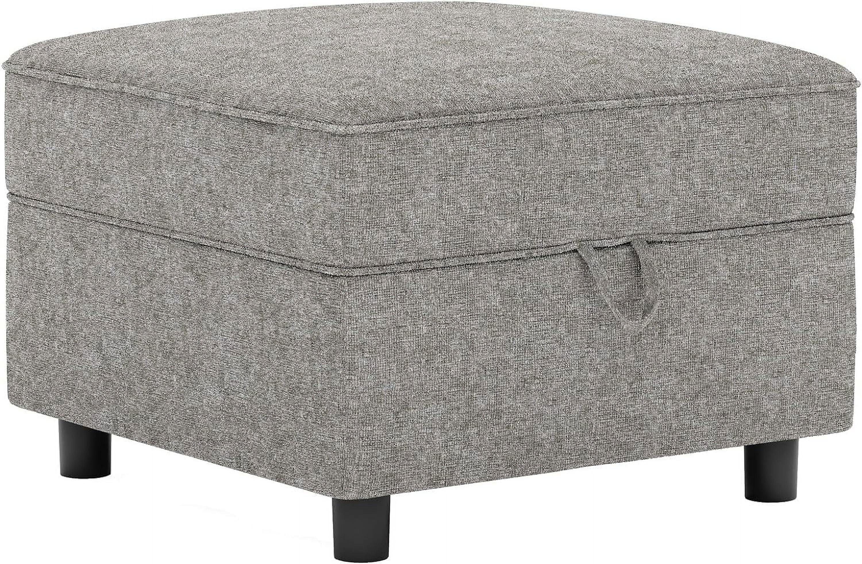 Home Square Ottoman Module for Modular Sectional Sofa, Storage Ottoman Footrest and Square Seat Cube, Linen Foot Stool - Gray