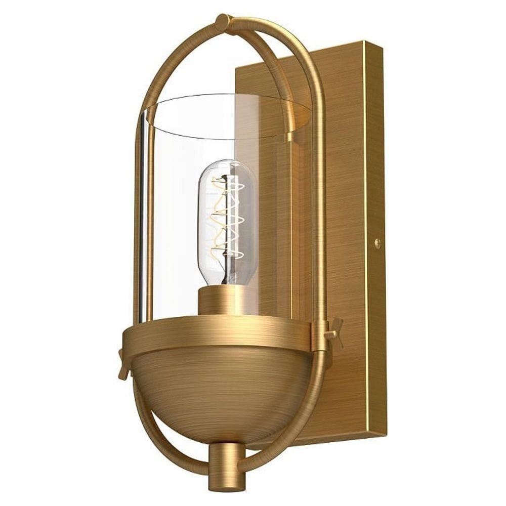 Cyrus Aged Gold Outdoor Vanity Light with Clear Glass