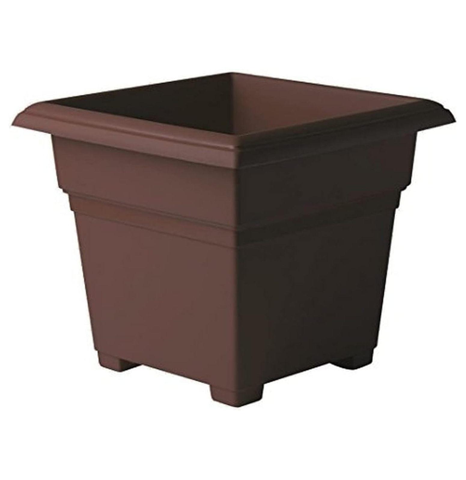 Brown 14-Inch Square Plastic Tub Planter