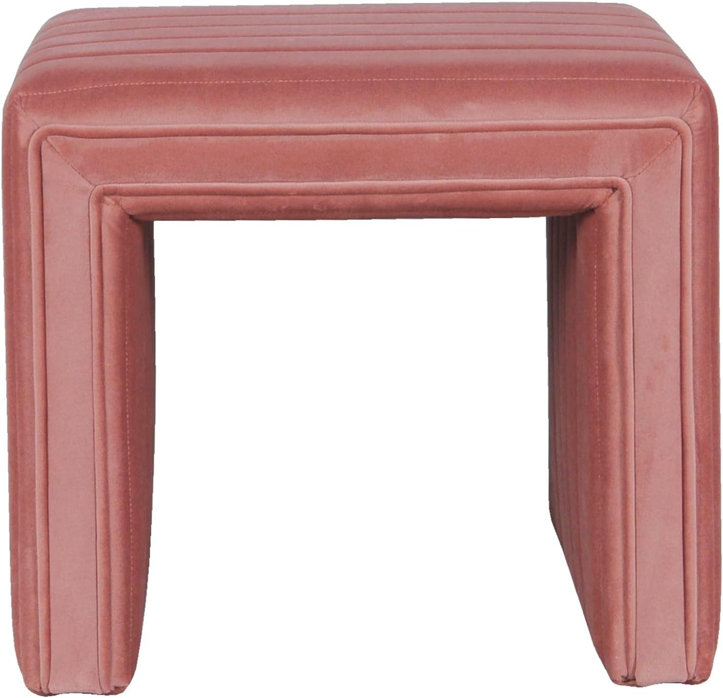Modern Channel Ottoman Blush Velvet - HomePop: Upholstered, Tufted, Luxury Seating