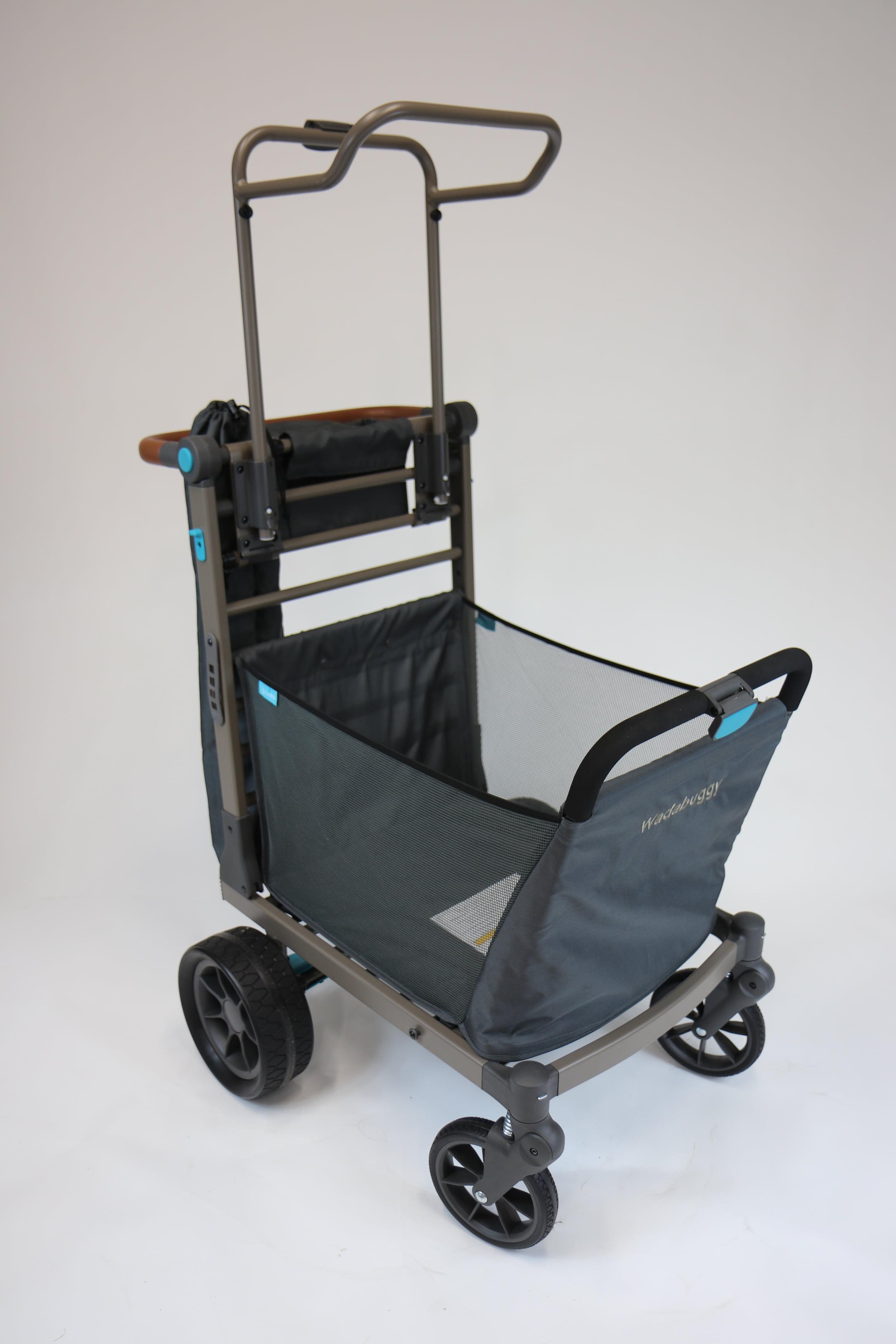 Wadabuggy Premium Vagón de Playa, Carrito, Estante para Sillas, Funda para Sombrilla, Cesta de Almacenamiento, Plegado Compacto, Adulto, Gris