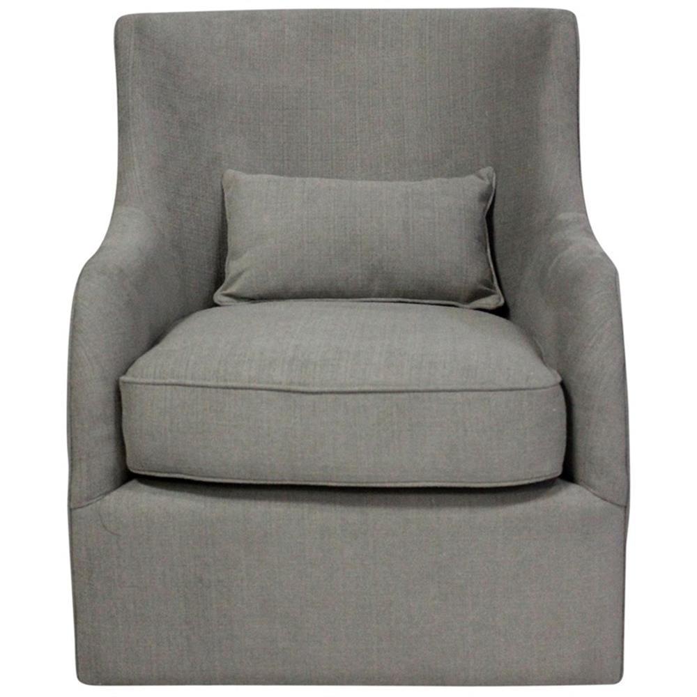 Elegant Gray Velvet Swivel Lounge Chair with Kidney Pillow