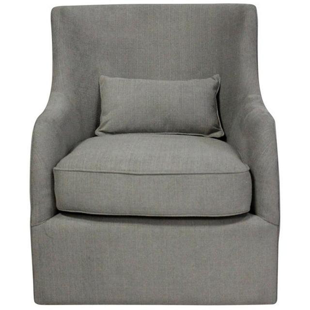 Wade Swivel Lounge Chair with Kidney Pillow Upholstered in Gray Fabric