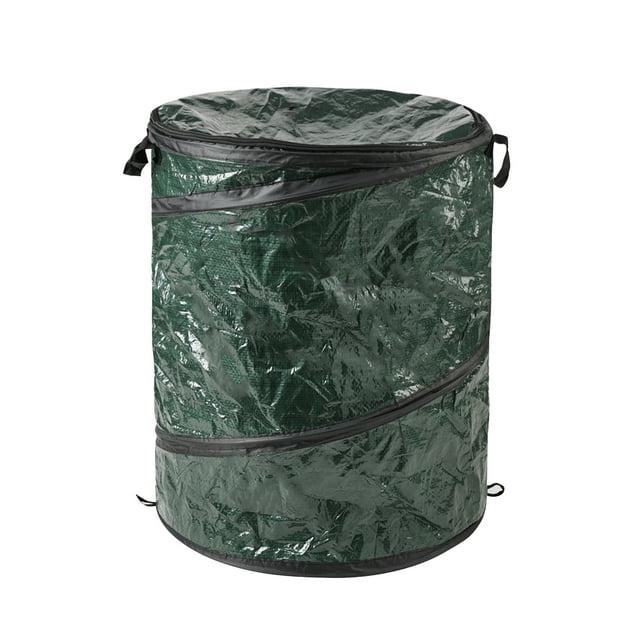 Wakeman 29.5-Gallon Pop Up Outdoor Garbage Can - Collapsible Trash Can for Parties, Yard Waste, Laundry, or Camping Accessories - Green