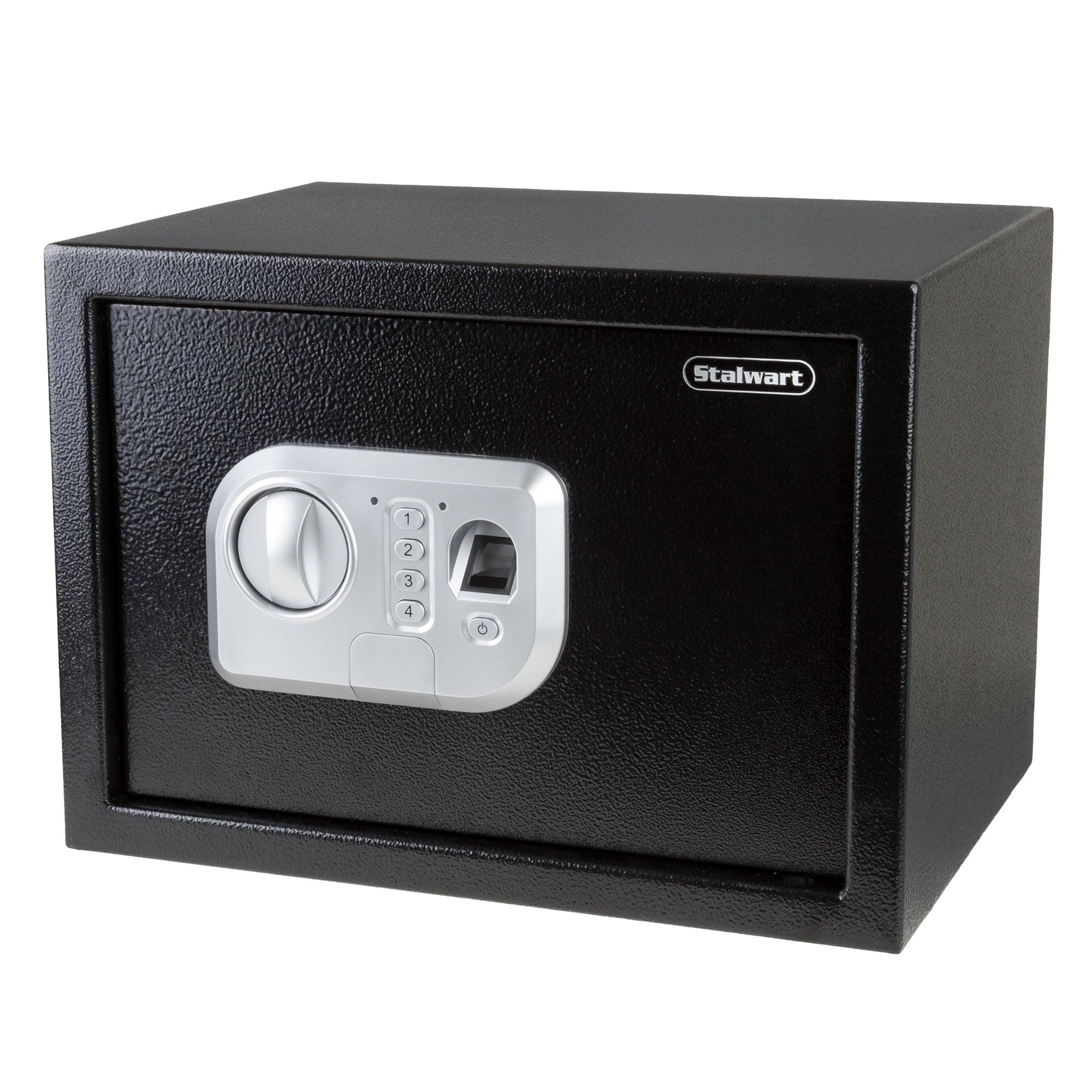 Stalwart Stalwart Electronic Safe - Digital Biometric Fingerprint Lock Box with 2 Override Keys (Black)