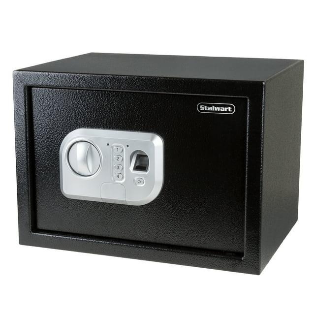 Stalwart Stalwart Electronic Safe - Digital Biometric Fingerprint Lock Box with 2 Override Keys (Black)