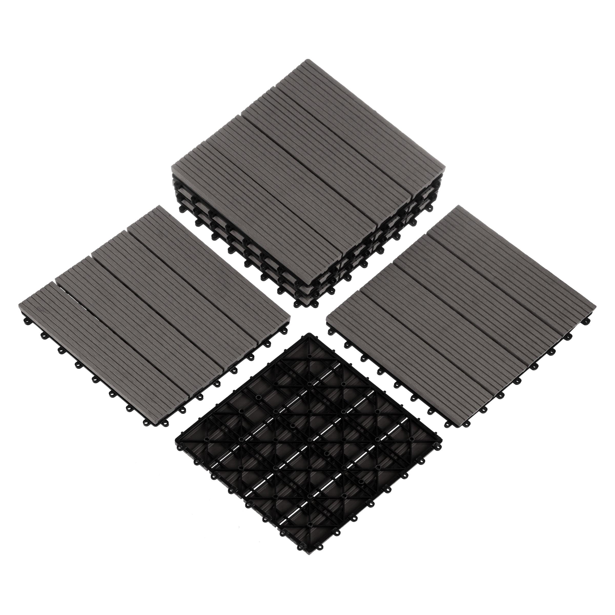 Pure Garden Deck Tiles - 6-Pack Wood Plastic Composite Interlocking Patio Tiles - 5.8SQFT Outdoor Flooring for Balcony, Porch, and Garage by Pure Garden