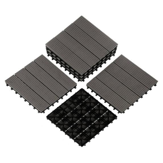 Pure Garden Deck Tiles - 6-Pack Wood Plastic Composite Interlocking Patio Tiles - 5.8SQFT Outdoor Flooring for Balcony, Porch, and Garage by Pure Garden