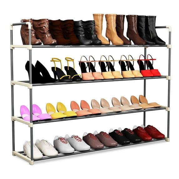 Home-Complete 4-Tier Shoe Rack for 20 Pairs Sneakers, Heels, Boots (Gray)