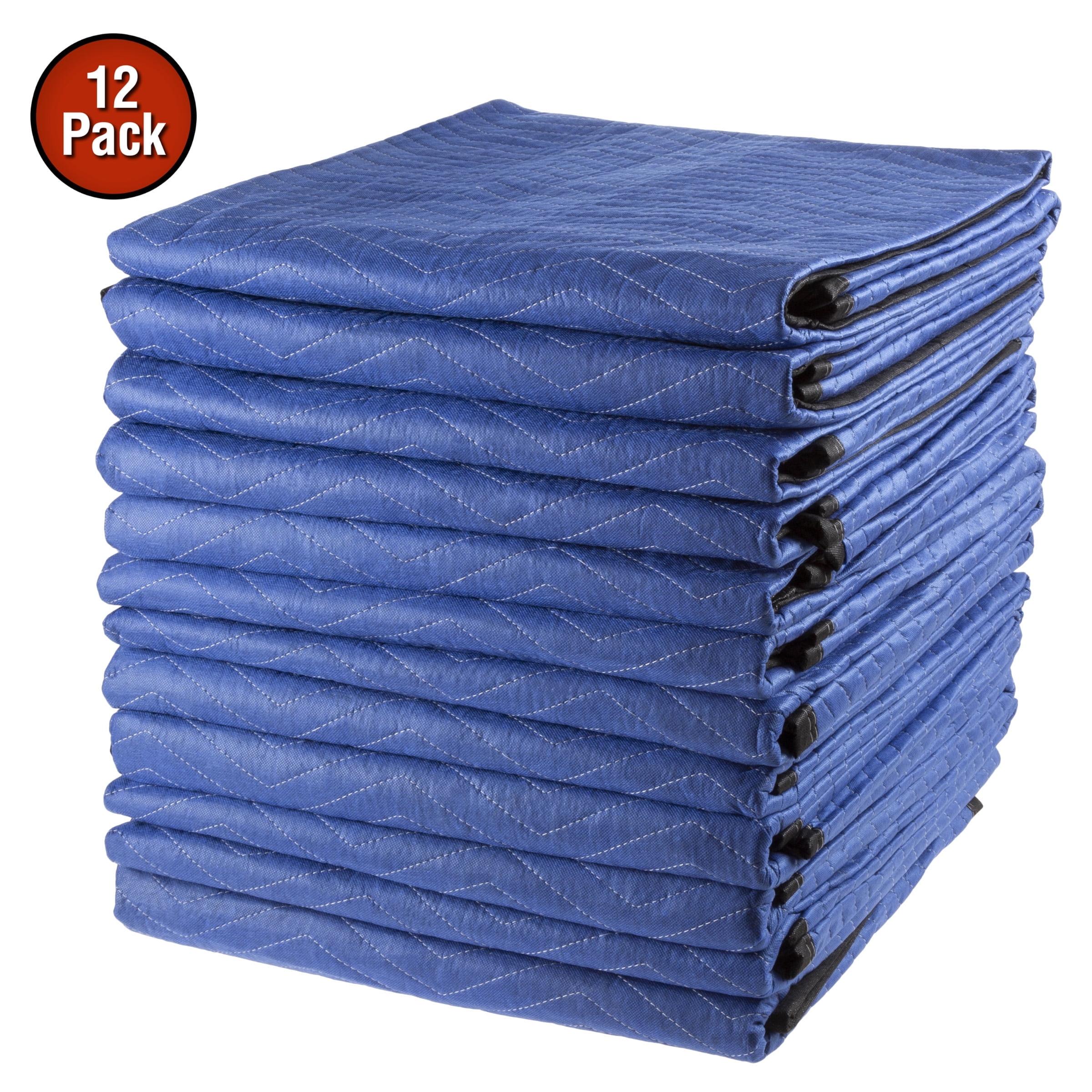 Stalwart 12-Pack of Dual-Layer Padded 80x73-Inch Moving Blankets (Blue)