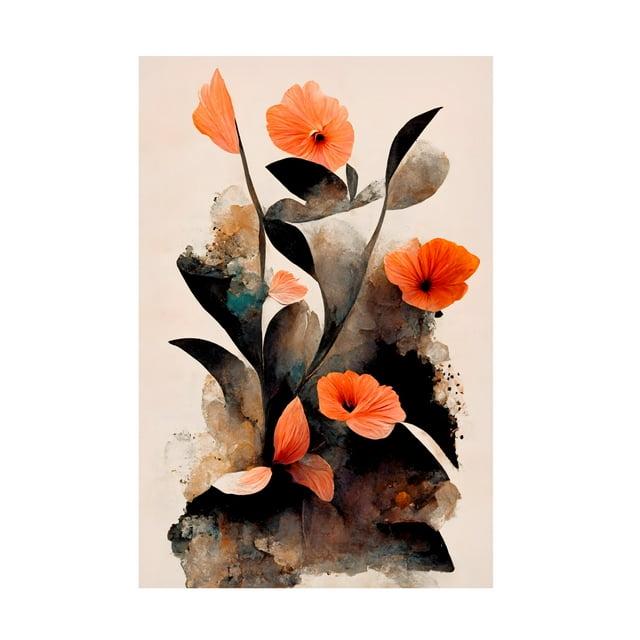 Canvas Wall Art - Treechild 'Coral Flowers' Wall Art for Living Room, Bedroom, or Office Décor by Trademark Fine Art - 16 x 24 Inches