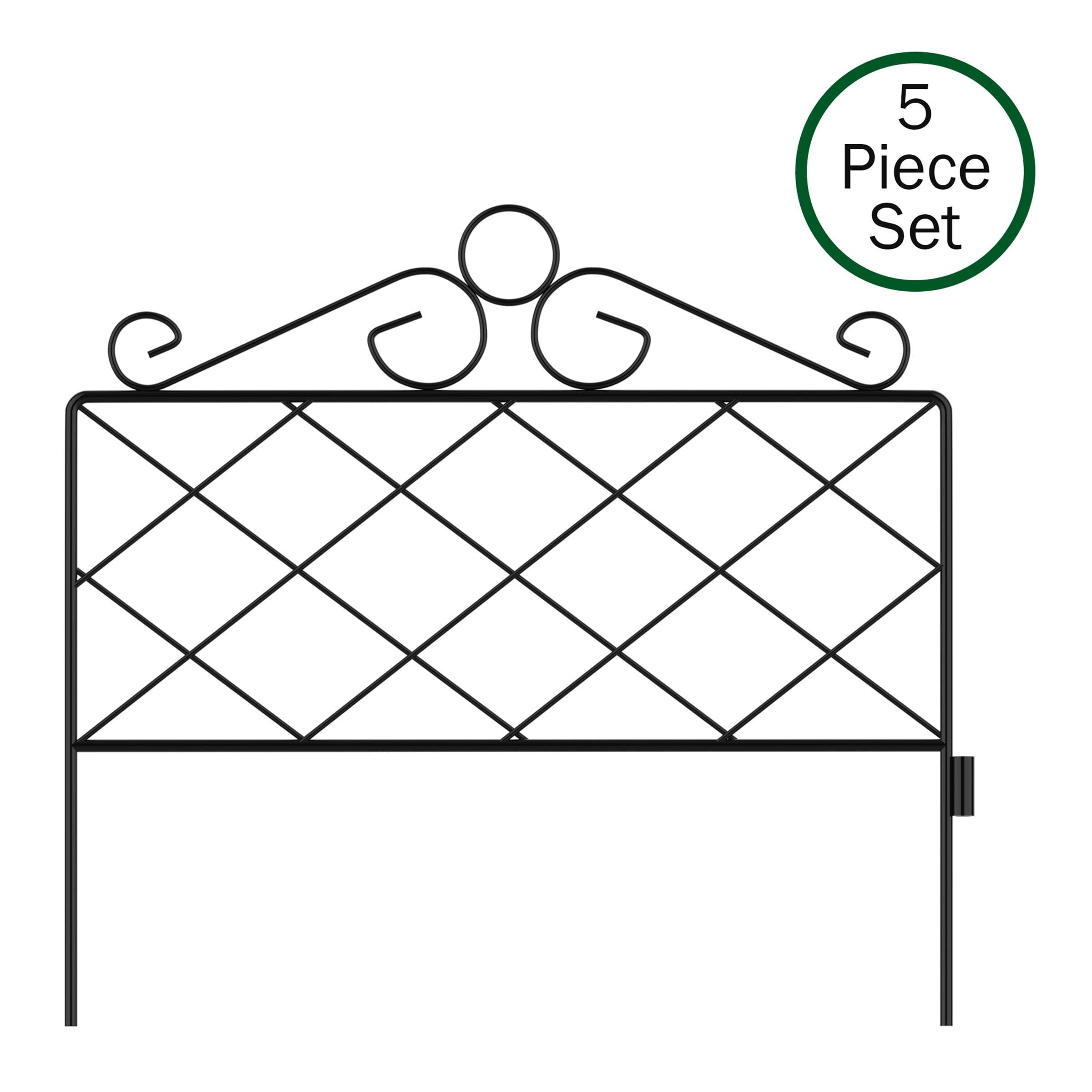 Nature Spring Decorative Metal Garden Fencing for Edging Flower Beds and Landscaping- Black, Set of 5