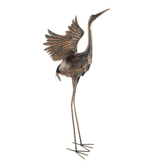Red Barrel Studio® Flying Crane Garden Statue - 35-Inch-Tall Metal Yard Art Crane Statues for Outdoor Decor - Yard Crane Garden Sculptures & Statues - Lawn Ornaments for Patio, Pond, or Backyard by Pure Garden