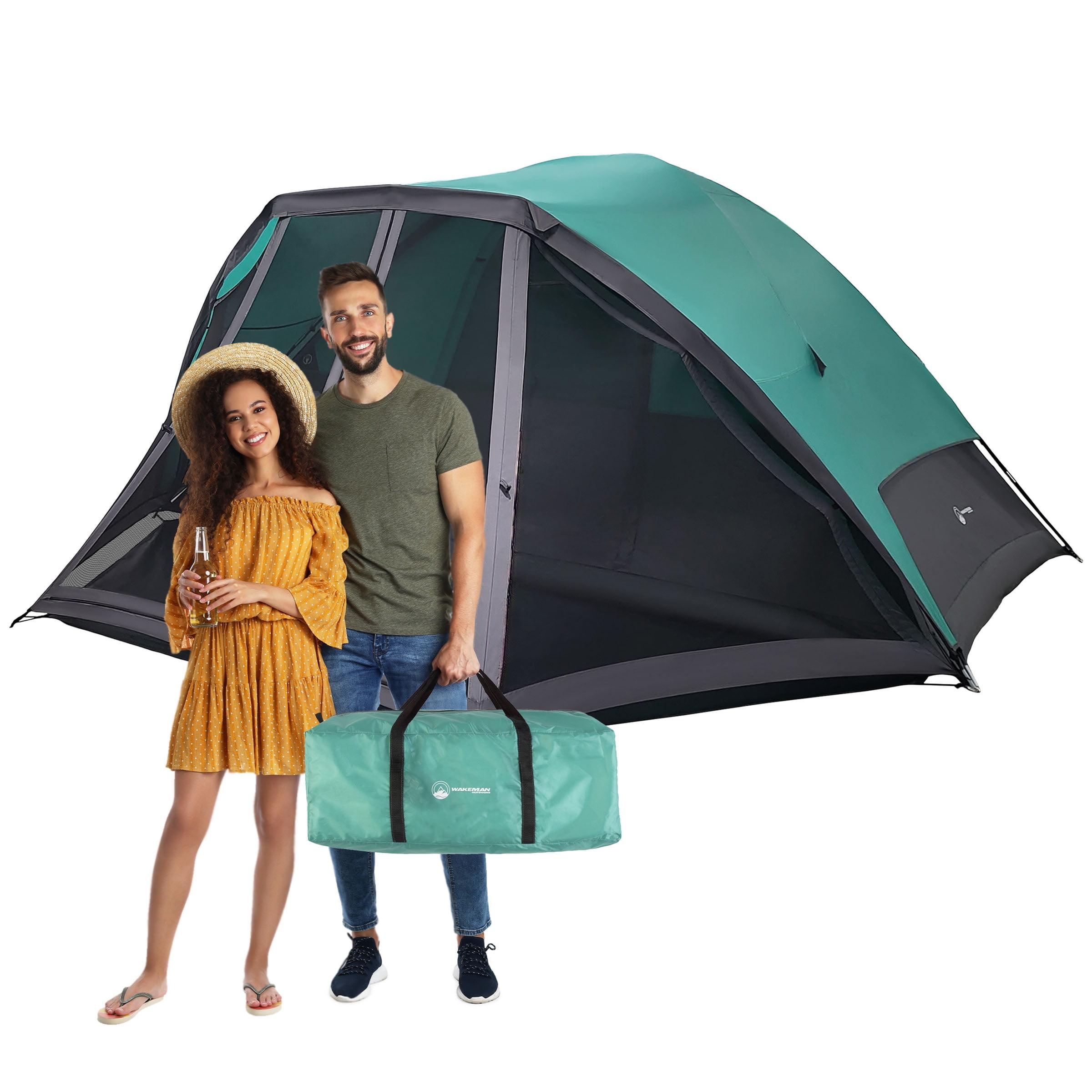 Wakeman Outdoors 6 Man Tent with Screen Room, Teal