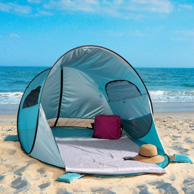 wakeman Wakeman UPF50+ Pop Up Beach Tent Sun Shelter, Blue
