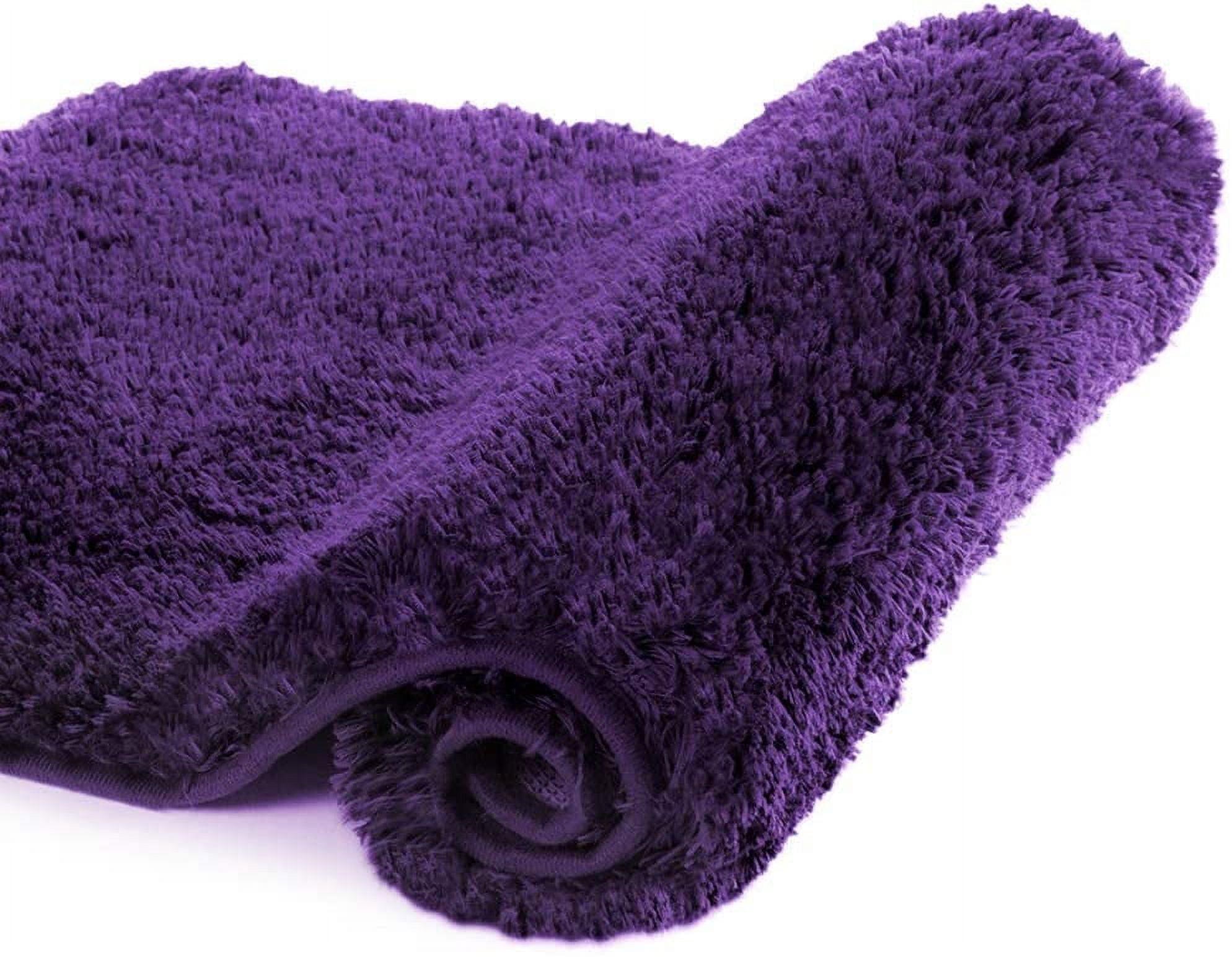 Dark Purple Microfiber Shaggy Bath Rug 16 x 24