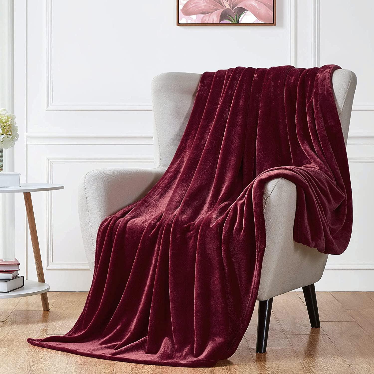 Burgundy Queen Size Fleece Sherpa Reversible Blanket