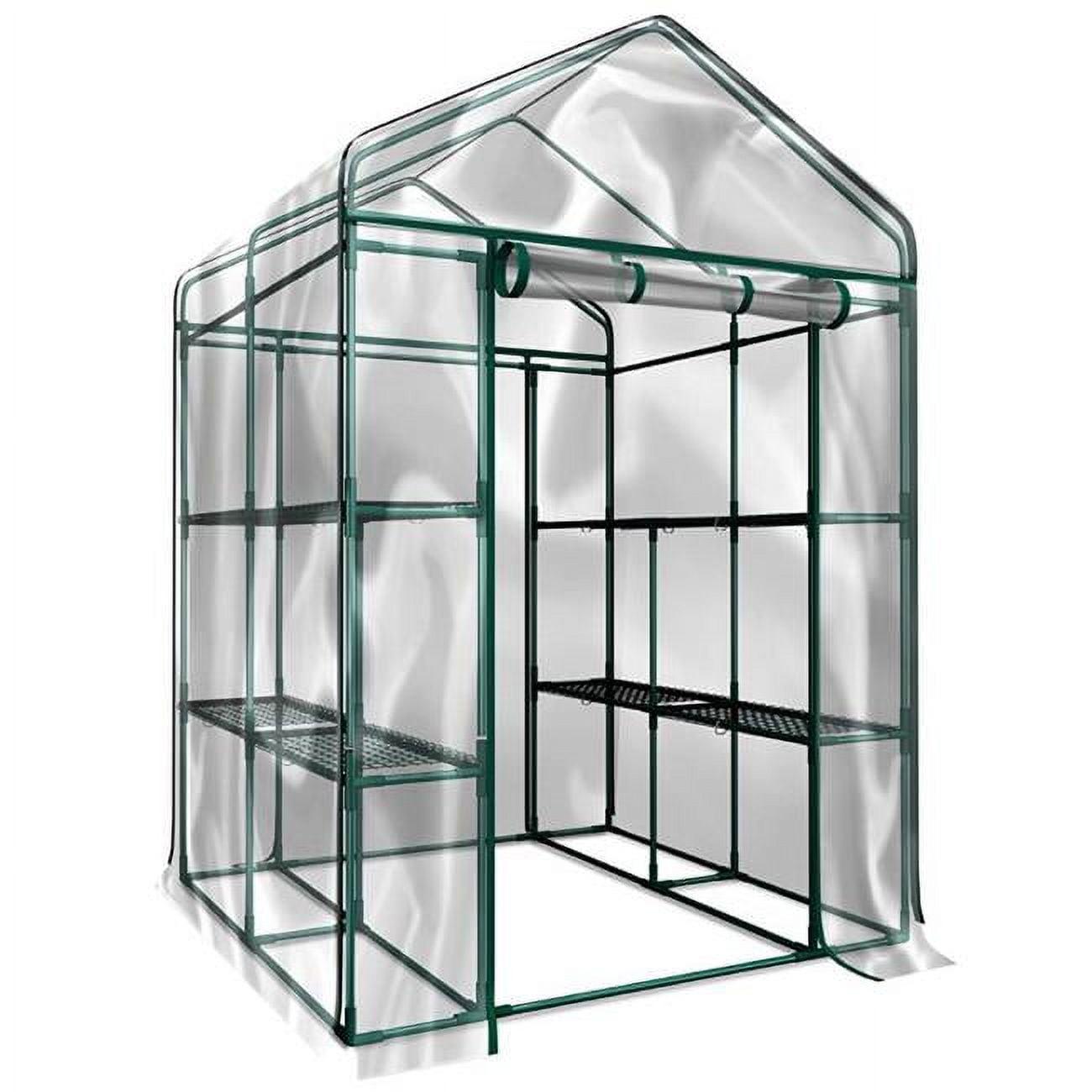 56.3" Clear PVC and Steel Walk-In Greenhouse with 8 Shelves