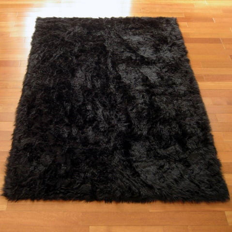 Walk on Me Faux Fur Super Soft Rug With Non-slip Backing 2'x4' Black