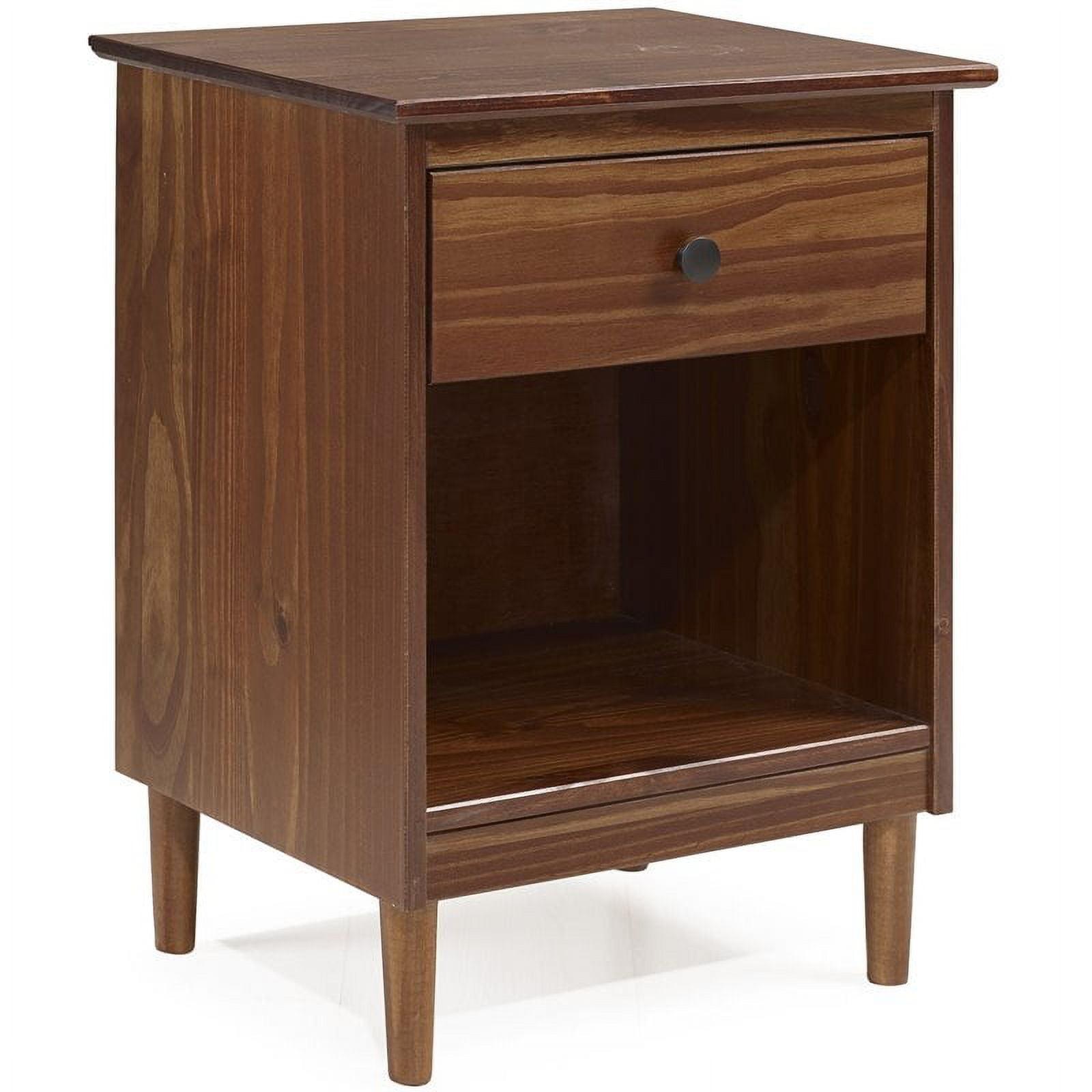 Midcentury Tapered Leg 1-Drawer Walnut Nightstand