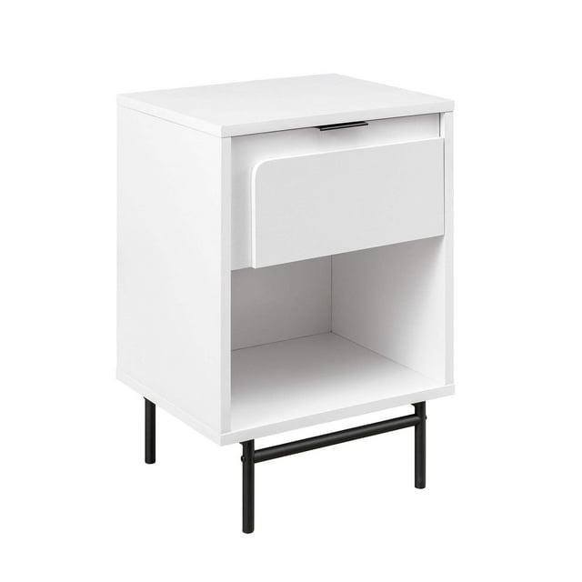 Walker Edison 18" Contemporary Engineered Wood 1-Drawer Nightstand in White