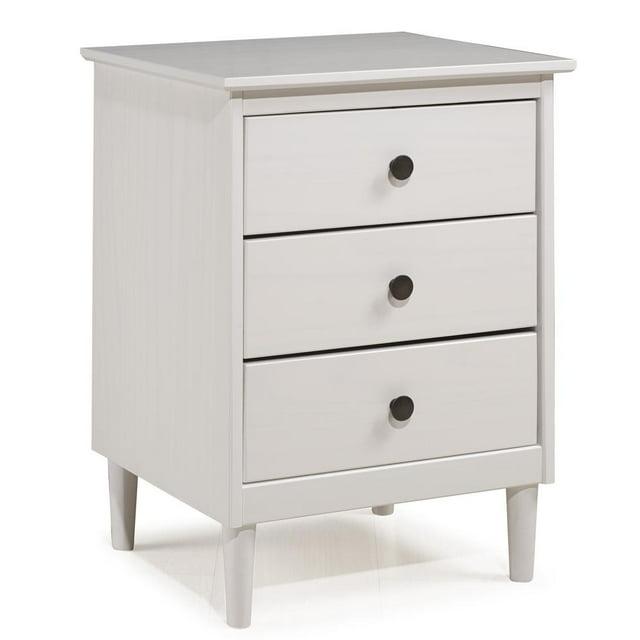 Stiva Classic Mid-Century Modern 3 Drawer Nightstand White