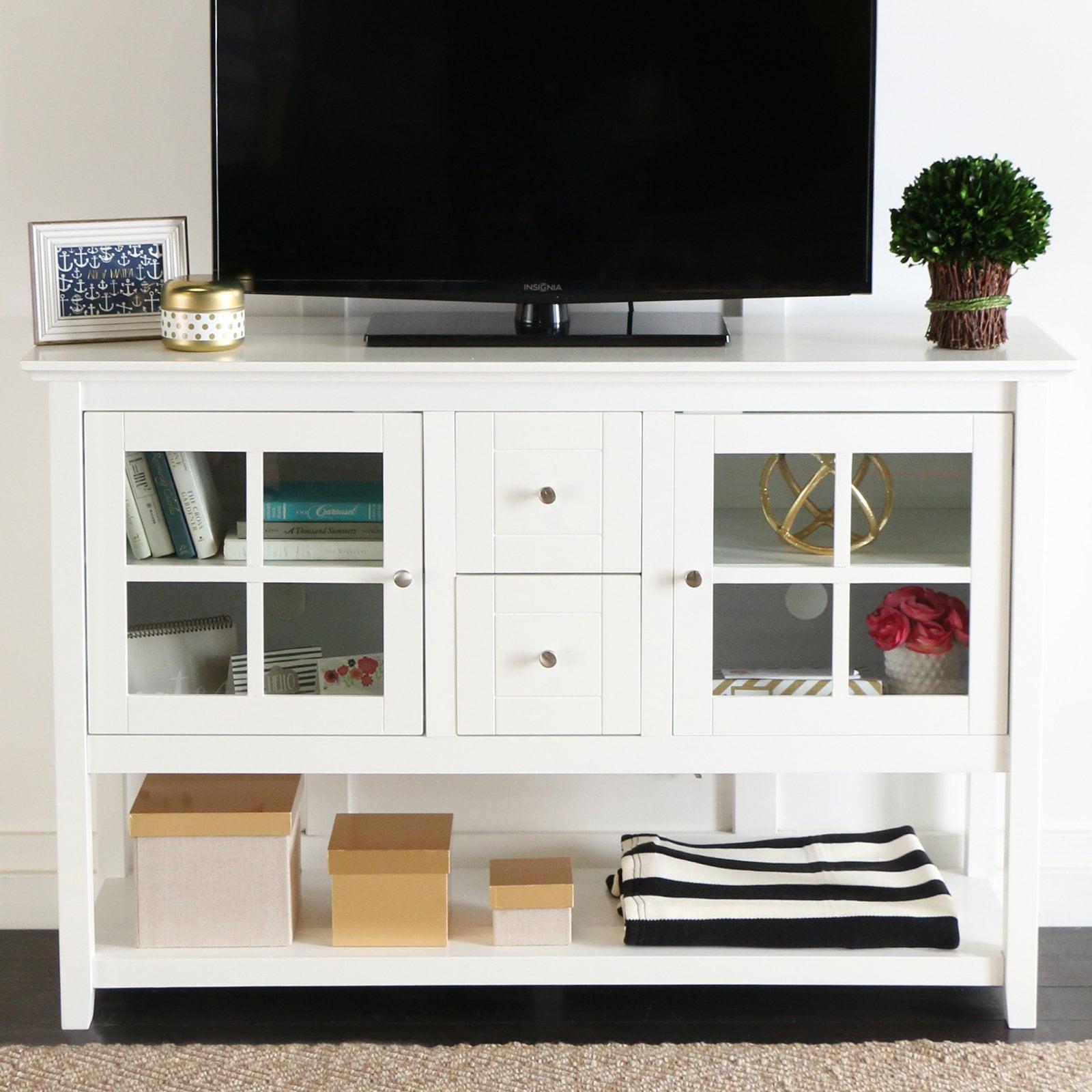 Walker Edison 52" Wood Console Table Buffet TV Stand for TV's up to 55" - White