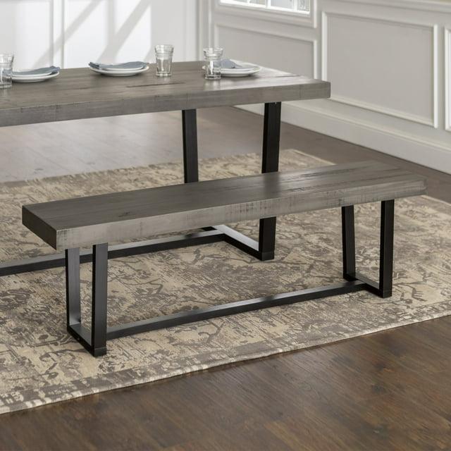 Walker Edison 60" Wood Dining Bench, Grey