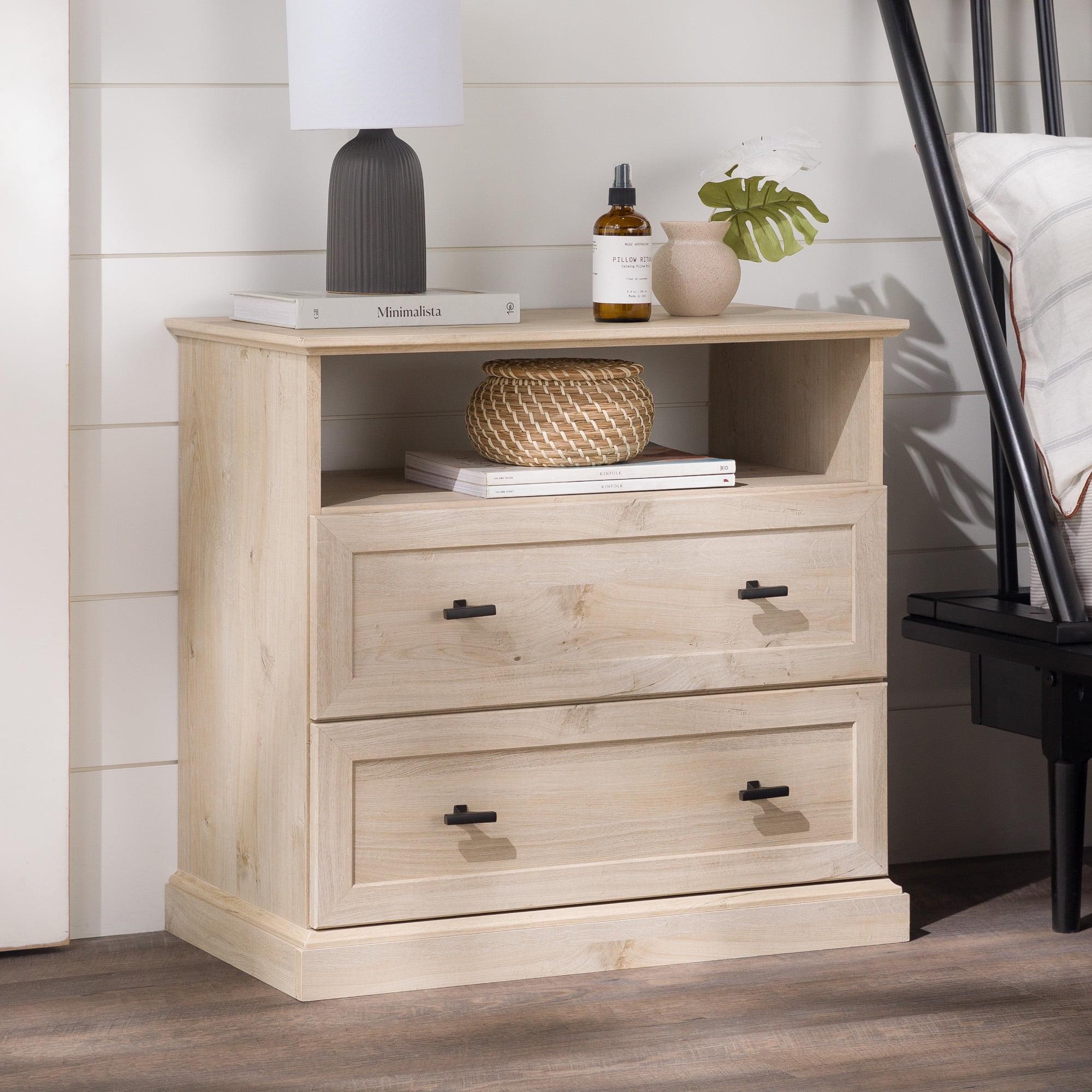 Clyde Classic 2-Drawer Bedroom Nightstand in White Oak