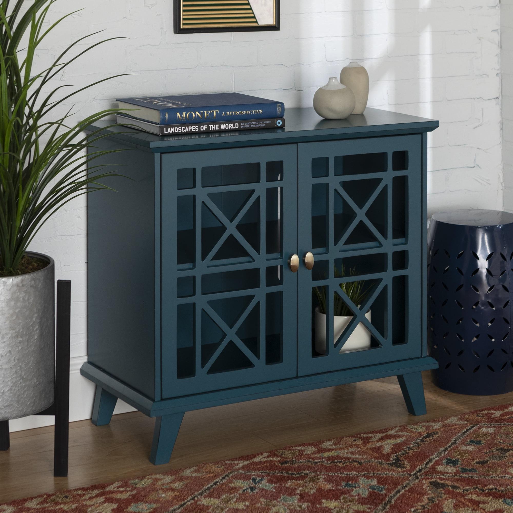 Gwen 32'' Blue Wood Console Table with Storage