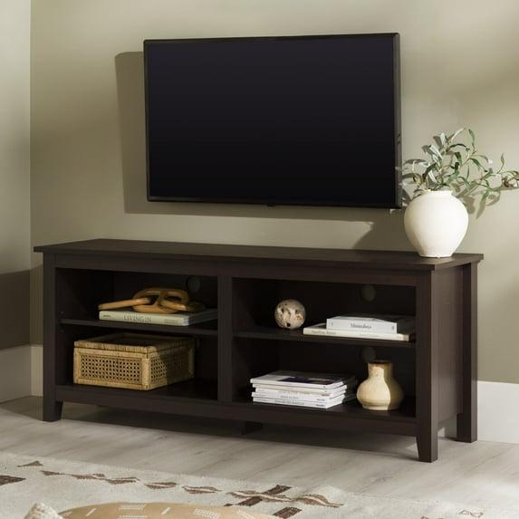 Walker Edison Open Storage TV Stand for TVs up to 65", Espresso