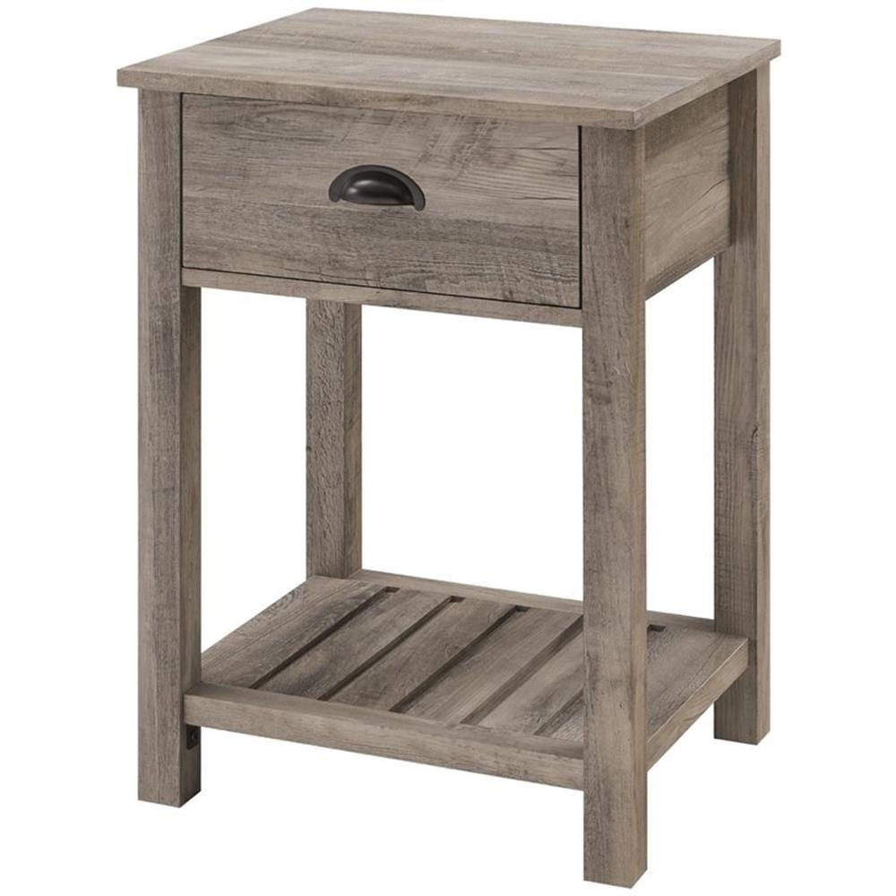 Walker Edison Country 18" Single Drawer Engineered Wood Nightstand in Gray