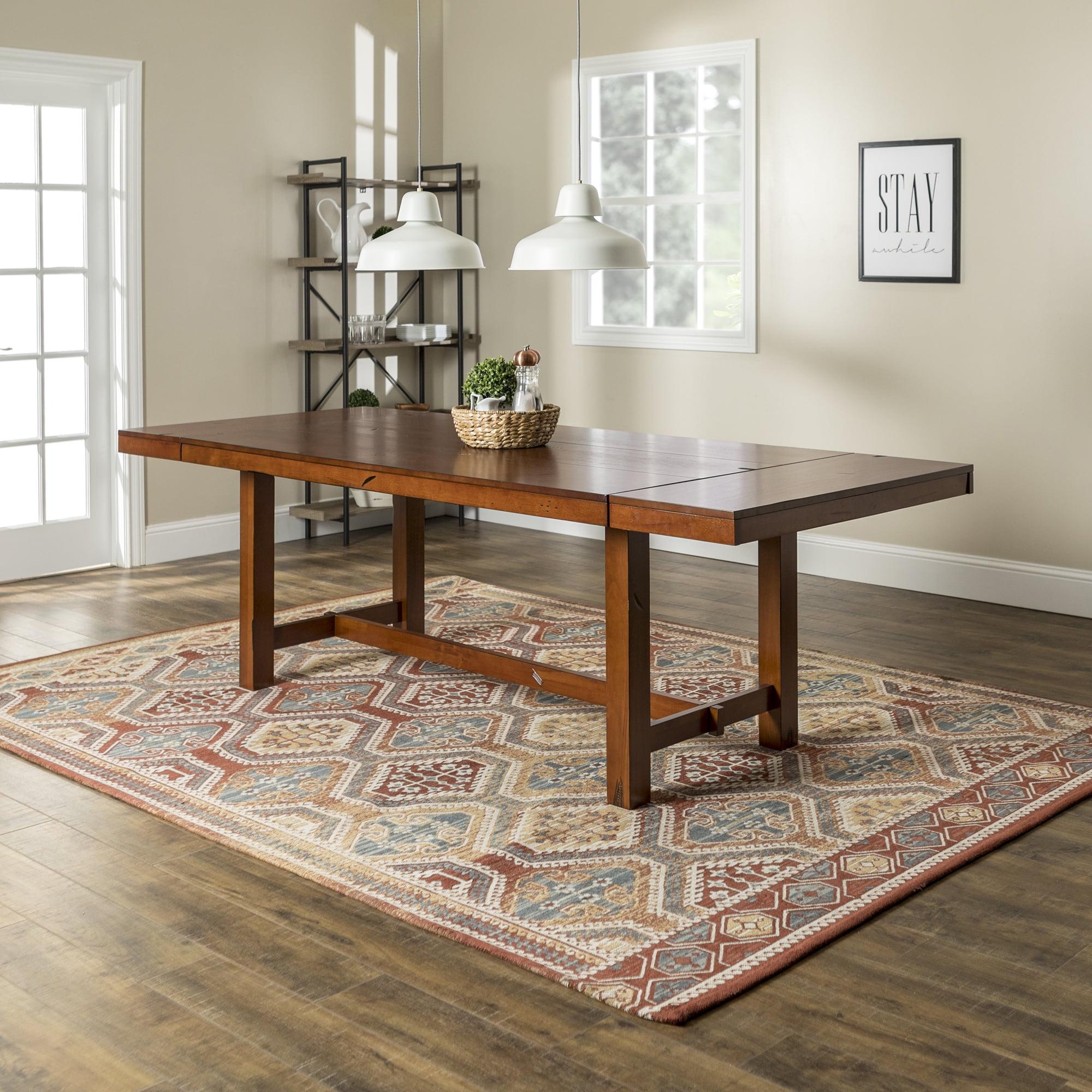 Farmhouse Rustic Extendable Dining Table in Dark Oak