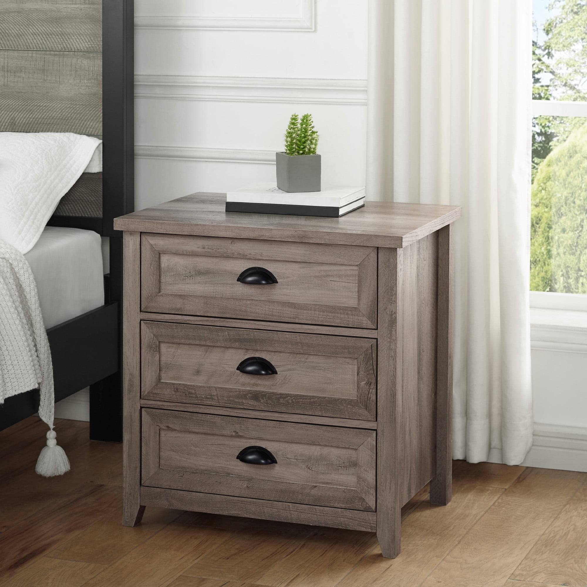 Set of 2 Fontella Transitional 3 Drawer Nightstands: Bedside Storage, Saracina Home