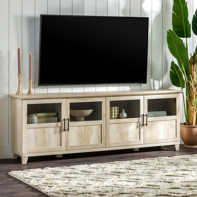 Walker Edison Farmhouse 4 Door TV Stand for TVs Up to 78", White Oak