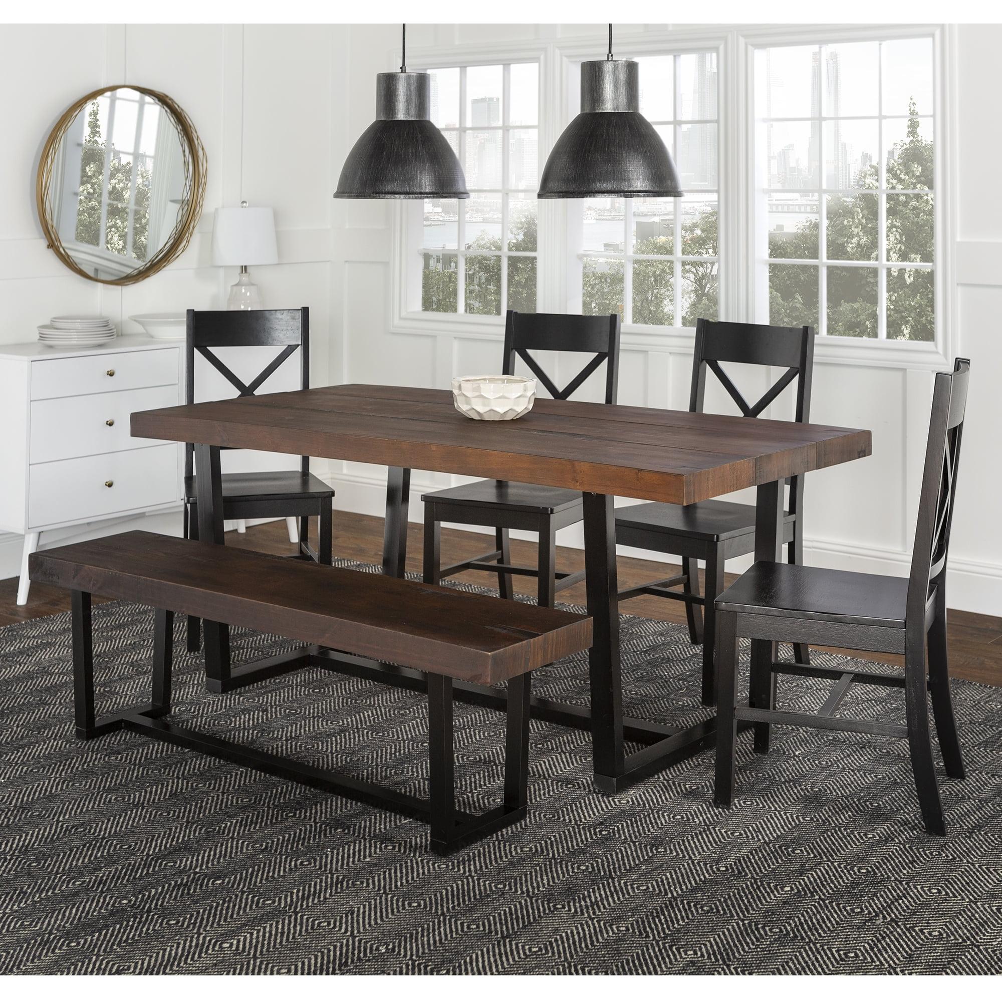 Rustic Farmhouse 6-Piece Mahogany Dining Set with Bench