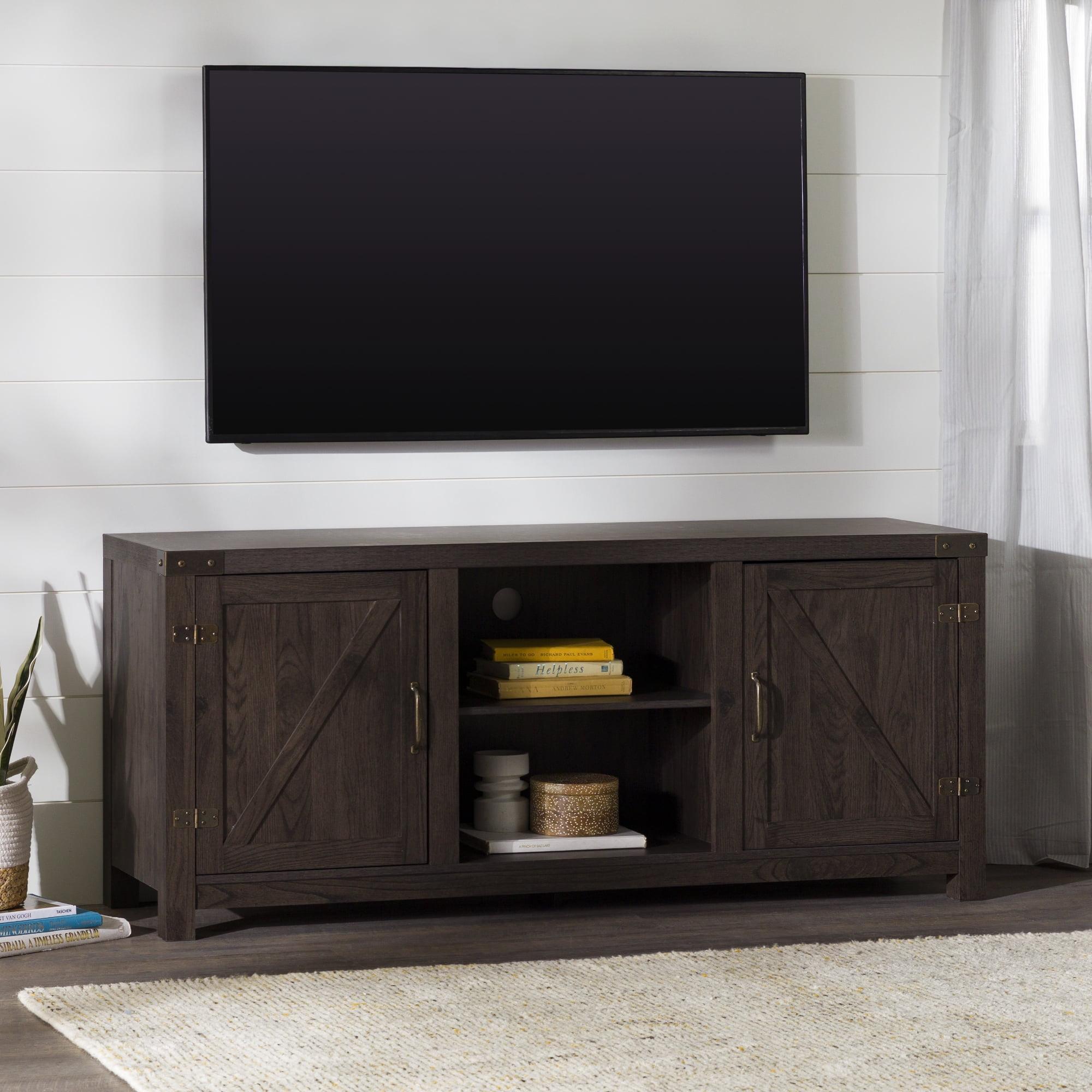 Walker Edison Farmhouse Barn Door TV Stand for TVs up to 65”, Sable