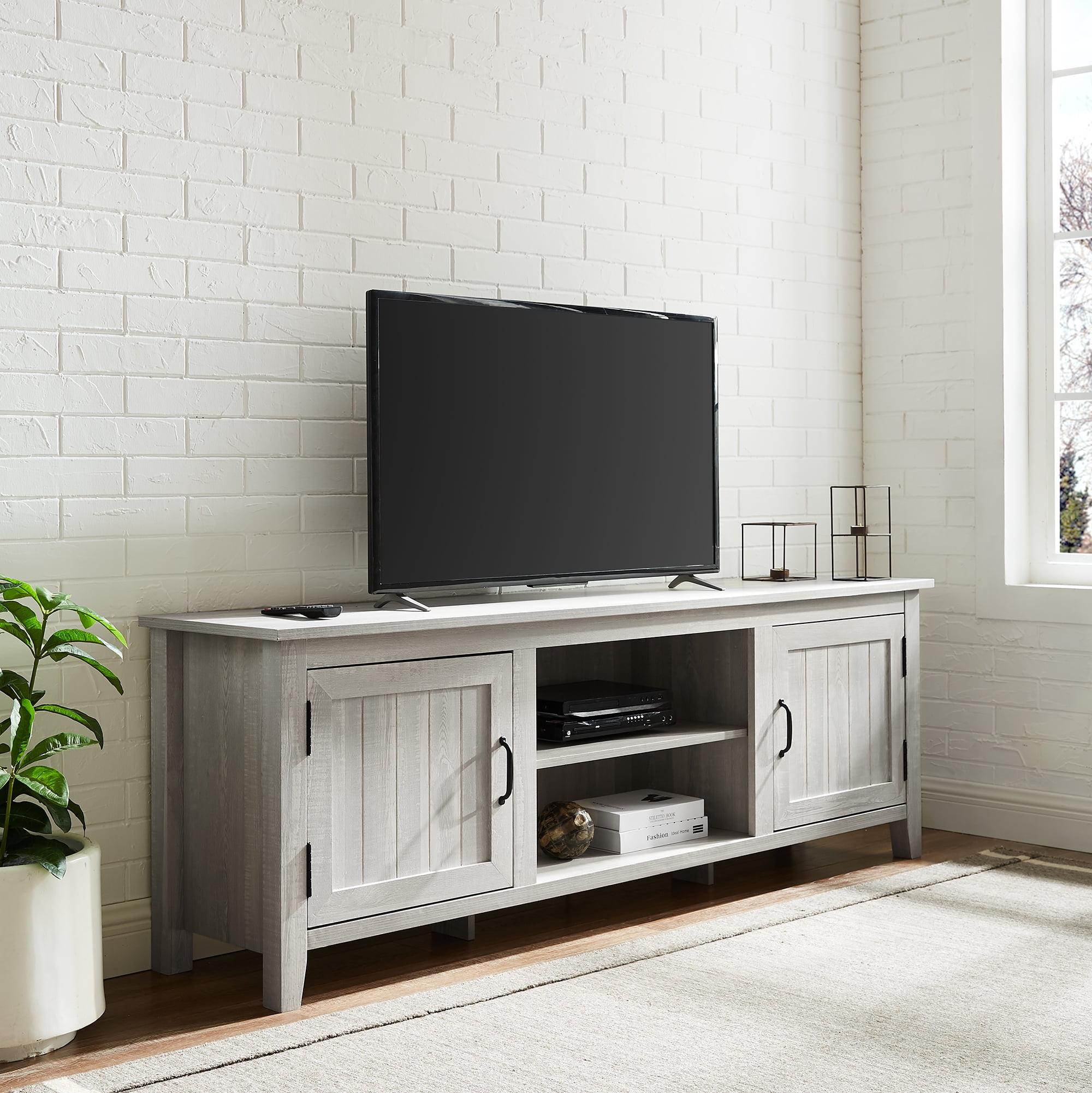 Walker Edison Simple Modern Wood TV Stand for TVs up to 78" in Stone Gray Finish