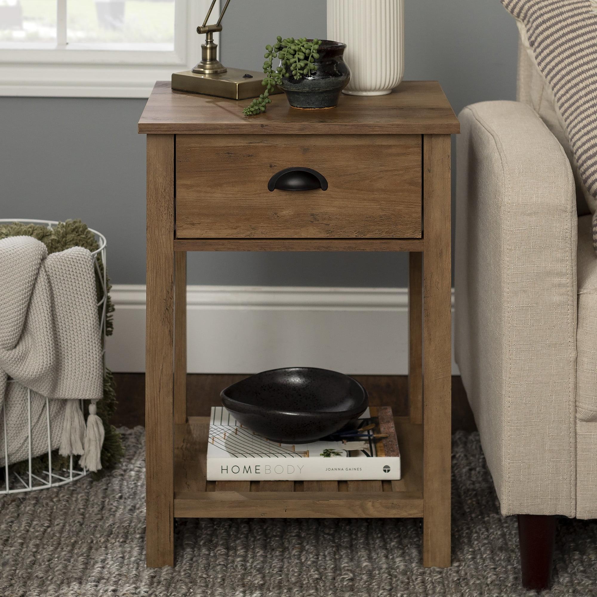 18" Country Single Drawer Bedroom Nightstand in Rustic Oak