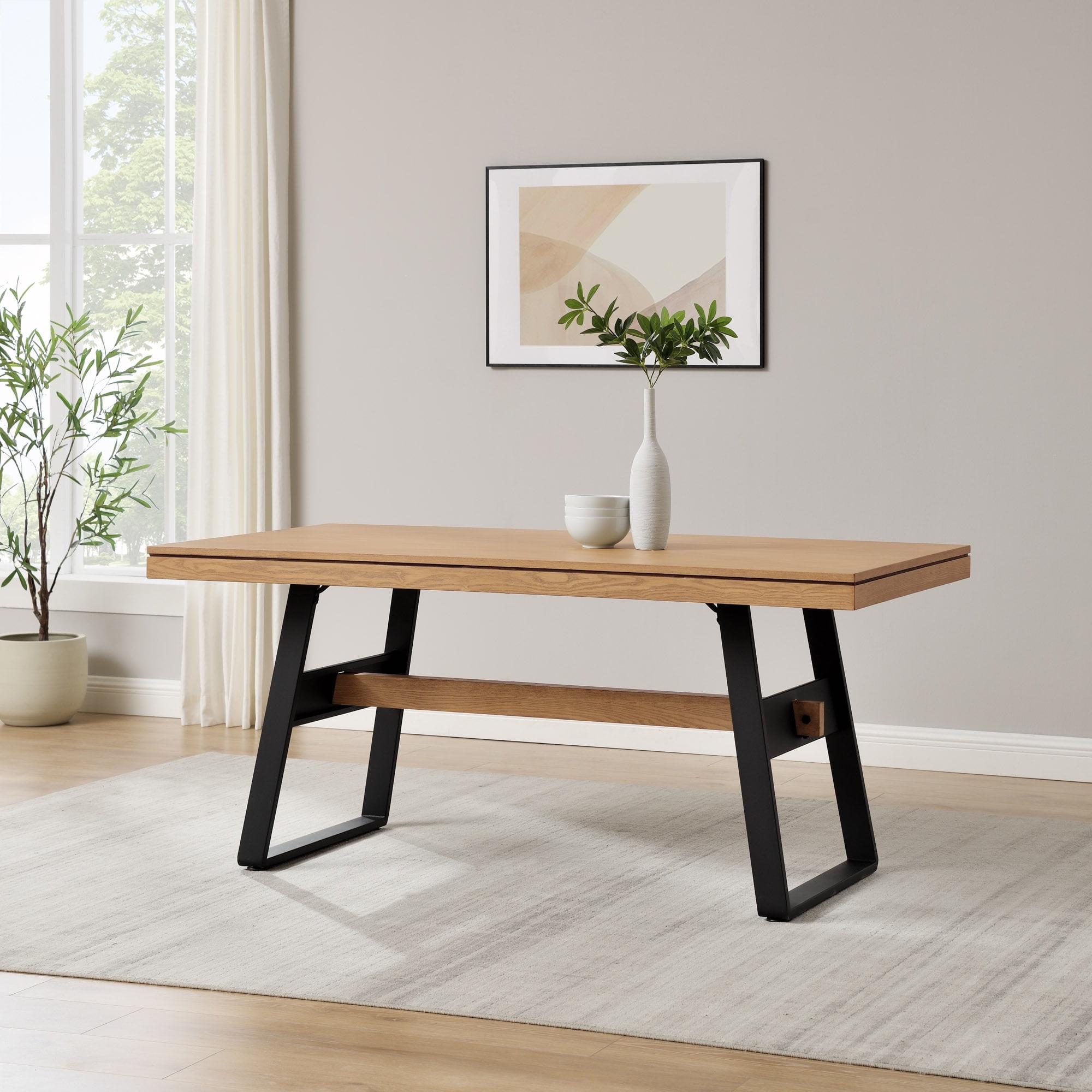 17 Stories Ash Metal Base Dining Table
