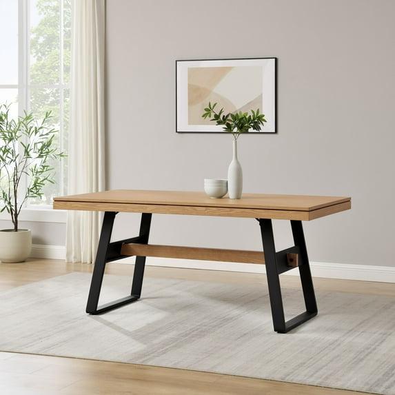 17 Stories Ash Metal Base Dining Table