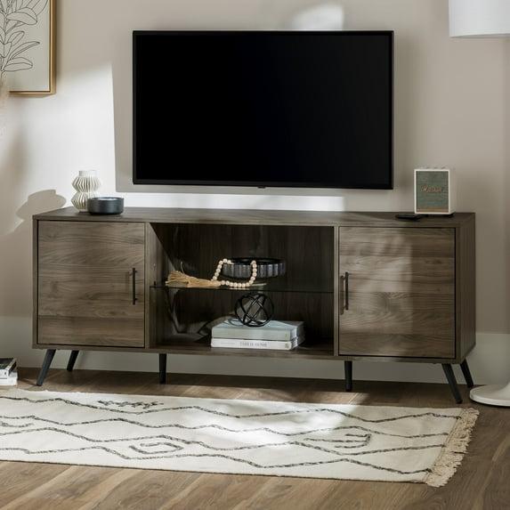 Walker Edison Mid Century 2-Door TV Stand for TVs Up to 68", Slate Grey