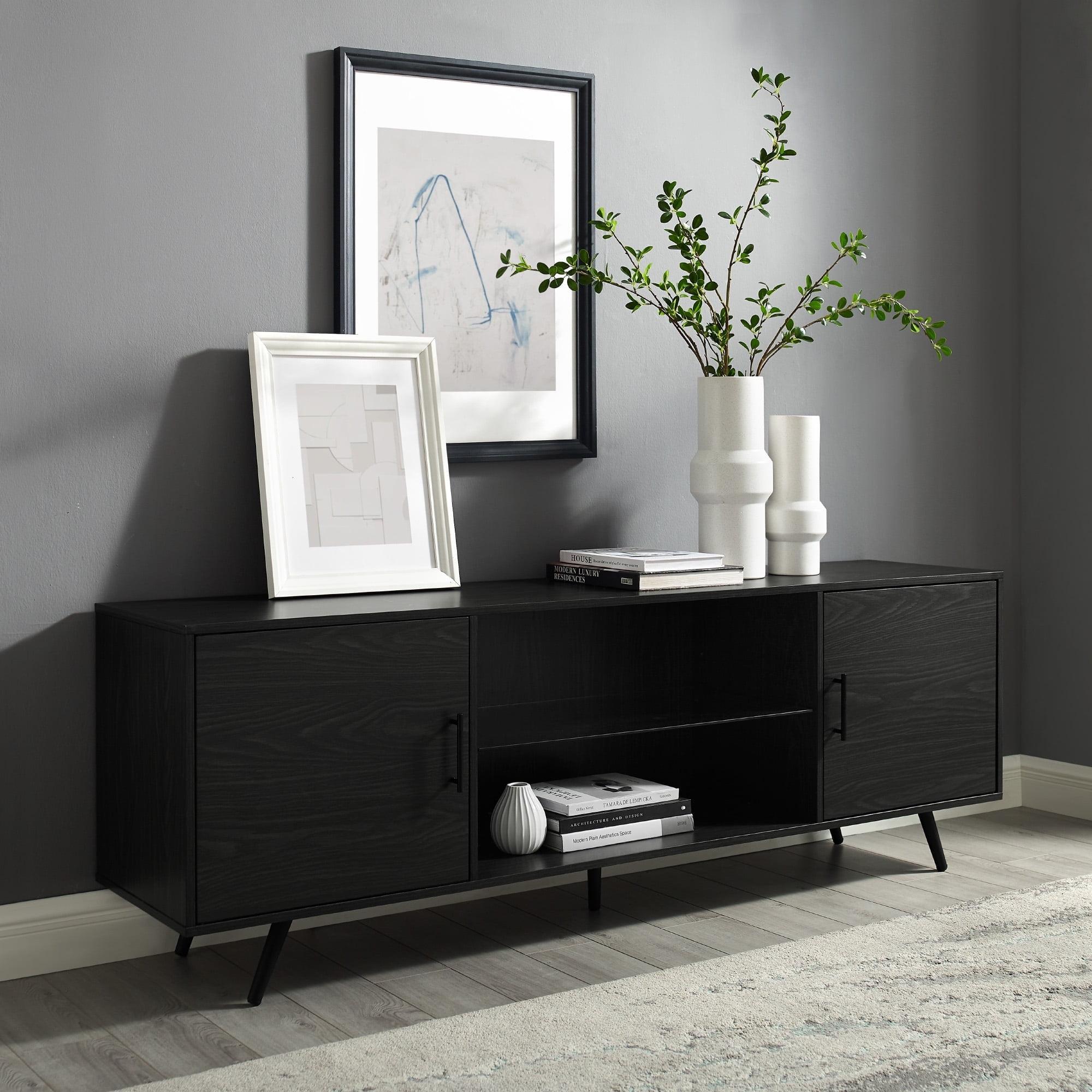 Desert Fields Thea Soporte de TV de Dos Puertas de Mediados de Siglo para Televisores de hasta 80", Grafito