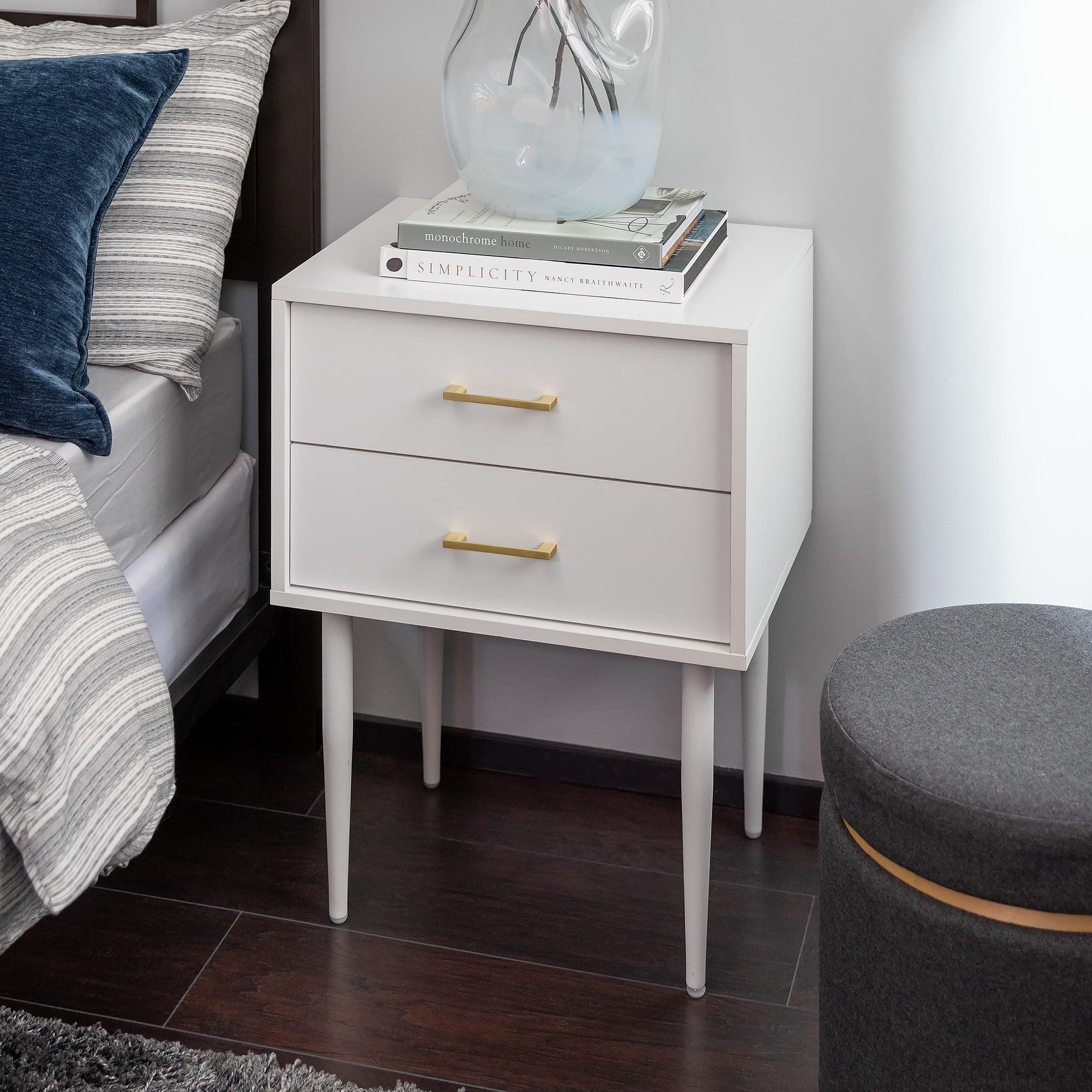 SQRTFV Olivia Modern 2-Drawer Rectangle Nightstand Bedroom Side End    20 Inch  Black