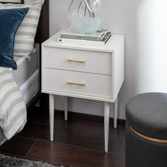 SQRTFV Olivia Modern 2-Drawer Rectangle Nightstand Bedroom Side End    20 Inch  Black