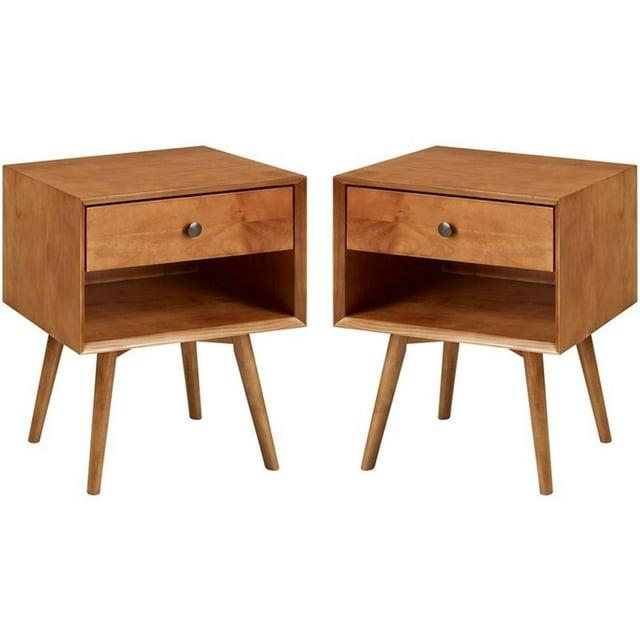 Walker Edison Mid-Century Nightstand, Set of 2, Caramel