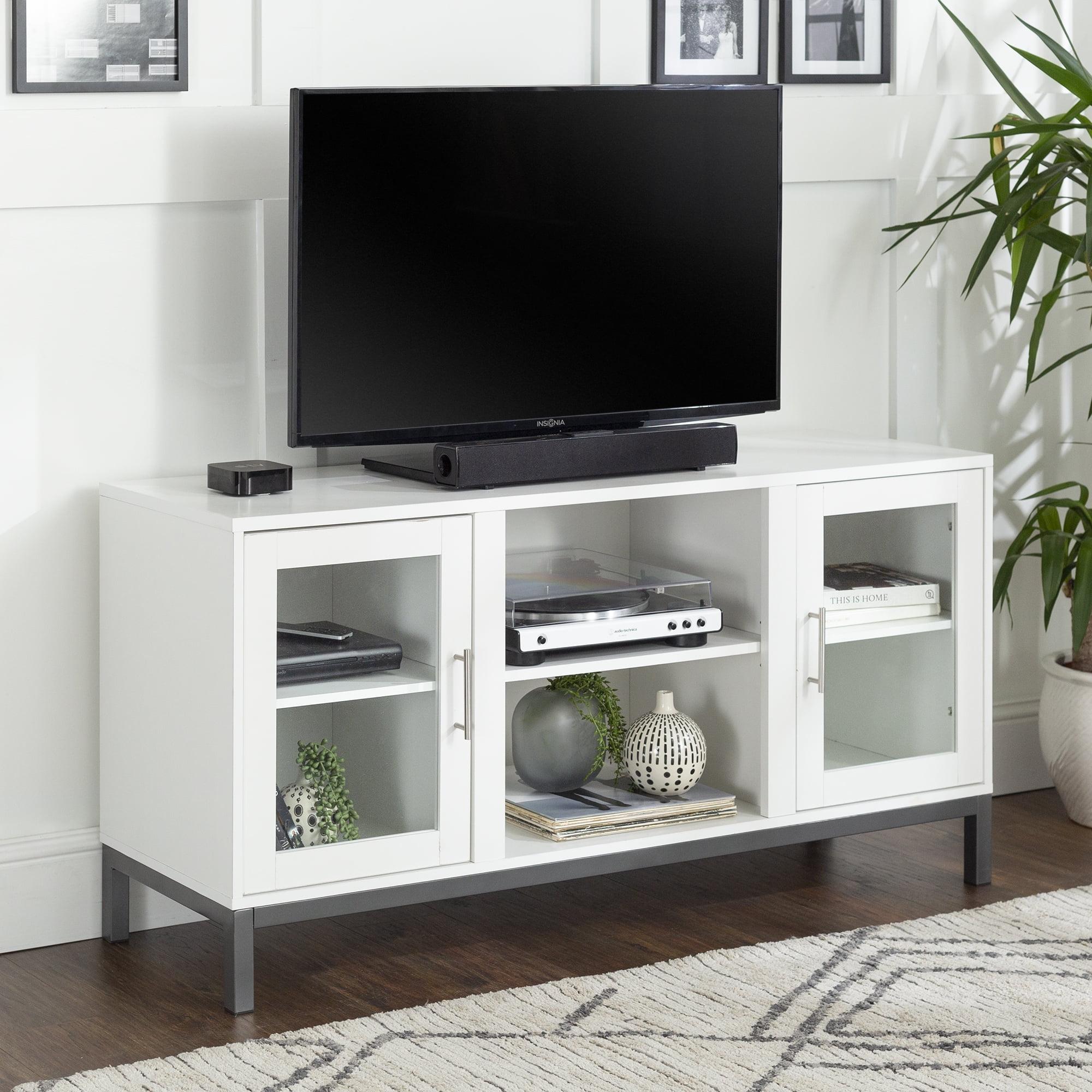 Walker Edison Modern 2-Door TV Stand for TVs up to 58", White