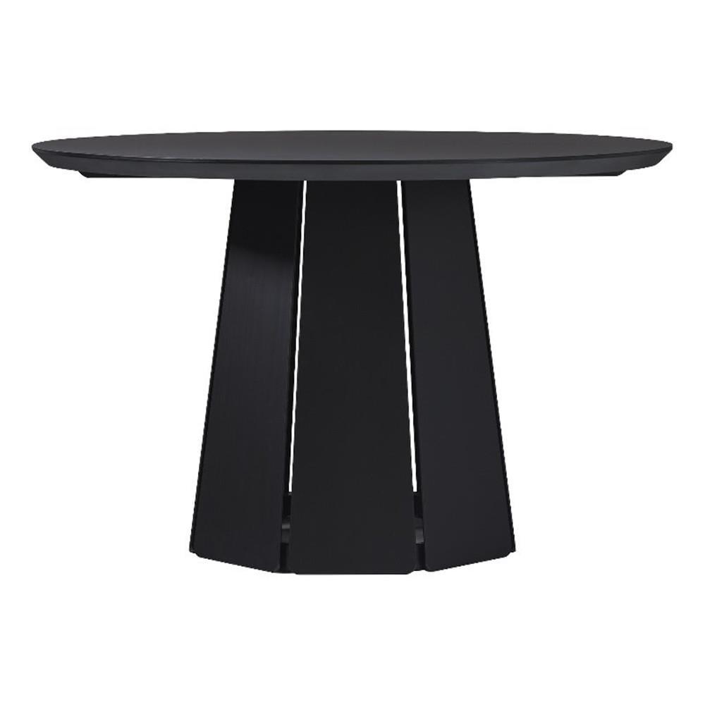 Black 48" Round Solid Wood Pedestal Dining Table