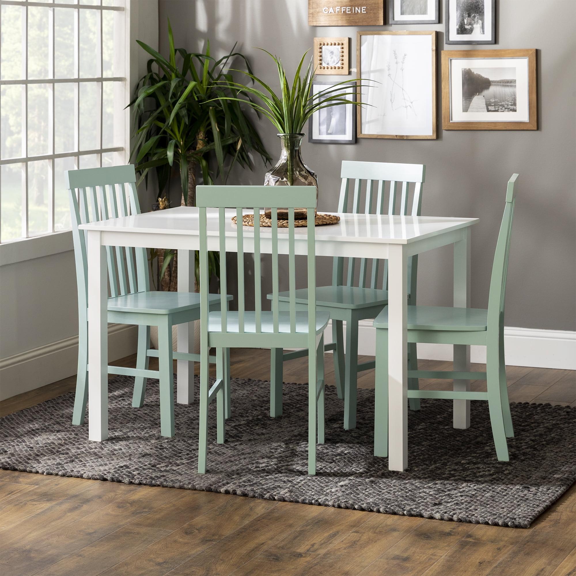 White and Sage Rubberwood 5-Piece Dining Set